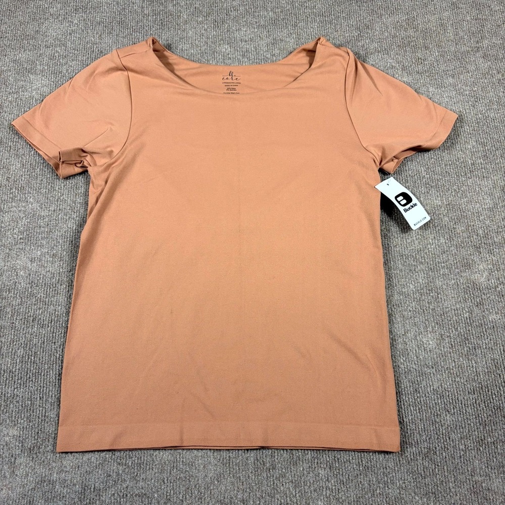 Buckle BKE Core T-Shirt Womens L/XL Mocha Mousse Casual Round Neck Short Sleeve